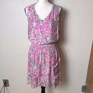NWT Vineyard Vines silk blend Montauk Daisy peapod/tearose smocked blouson dress